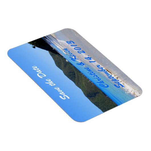 Der tropische Strand speichert das Datumsfenster Magnet (Rechte Seite)