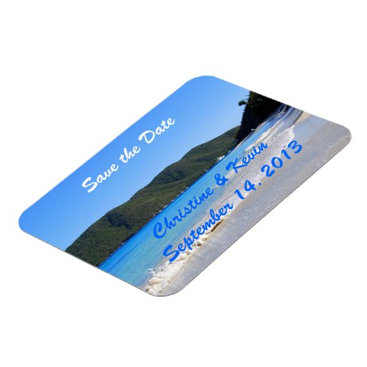 Der tropische Strand speichert das Datumsfenster Magnet (Linke Seite)