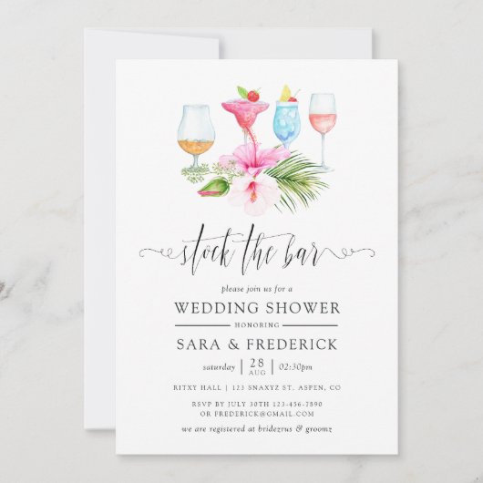 Der tropische Strand und die Bar Einladung (Vorderseite)