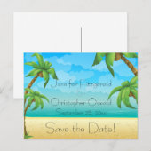 Der tropische Strand und die Palmen Save the Date Ankündigungspostkarte (Vorne/Hinten)