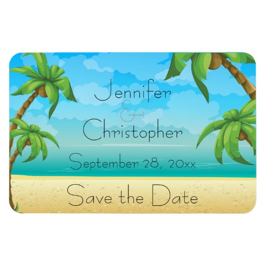 Der tropische Strand und die Palmen Save the Date Magnet (Horizontal)
