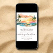 Der tropische Strand von Aquarell Einladung