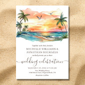 Der tropische Strand von Aquarell Einladung