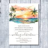 Der tropische Strand von Aquarell Einladung
