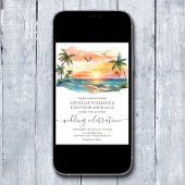 Der tropische Strand von Aquarell Einladung