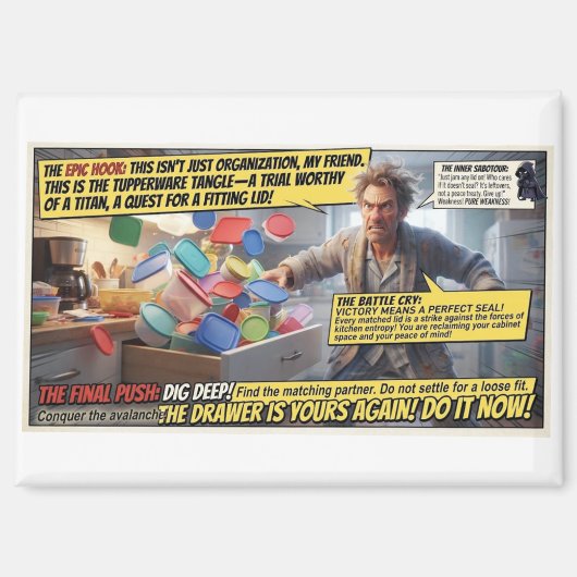 Der Tupperware-Panik-Lustiger Comic-Magnet Magnet (Vorderseite)
