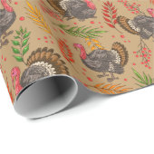 Der türkische Gobbler im Waldmuster Geschenkpapier (Rolleneckpunkt)