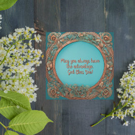 Der türkisfarbene Kupferrahmen Feiertagskarte