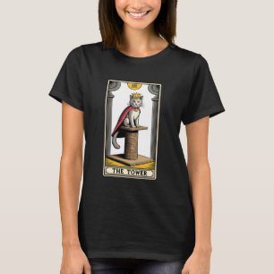 Der Turm Katze Tarot Karte Katzenkratzbaum Baum T-Shirt