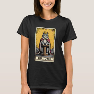 Der Turm Katze Tarotkarte Katzenkratzbaum Baum T-Shirt