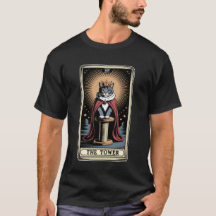 Der Turm Tarotkarte Mystische Katze Kratzbaum Tr T-Shirt