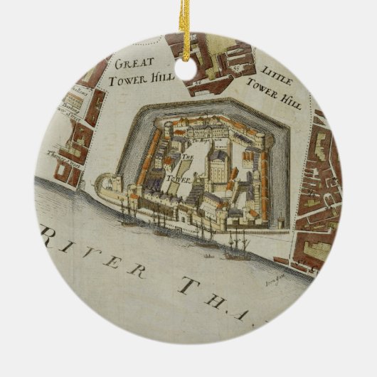 Der Turm und das St. Catherine, Detail des Turms Keramikornament (Hinten)