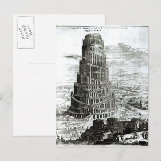 Der Turm von Babel, 1679 Postkarte (Vorne/Hinten)