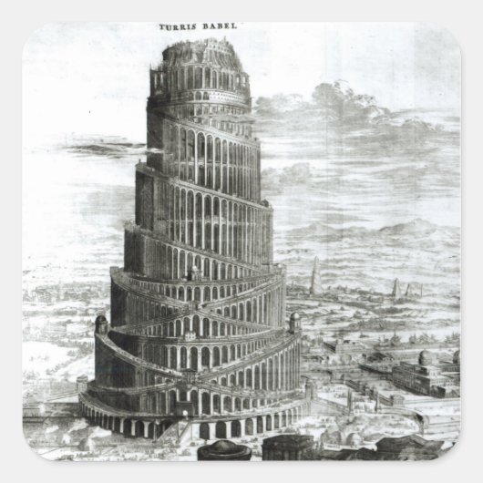 Der Turm von Babel, 1679 Quadratischer Aufkleber (Vorderseite)
