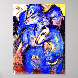 Der Turm von Blauen Pferden Kunstgewerbe Poster