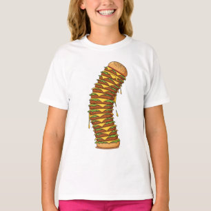 Der turmhohe, schiefe Cheeseburger-Stapel Kids T-Shirt