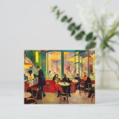 Der überfüllte Coffee Shop in Paris Postkarte (Stehend Vorderseite)