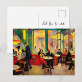 Der überfüllte Coffee Shop in Paris Postkarte (Vorne/Hinten)