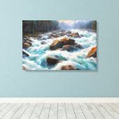 Der überwältigende Power des Baches überfloss Leinwanddruck (Insitu (Holzboden))