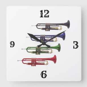 DER ULTIMATE ***TRUMPET PLAYER'S CLOCK*** QUADRATISCHE WANDUHR
