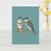 Der umgeschnallte Eisvogel	 (Alcedo alcyon) Karte (Gelbe Blume)