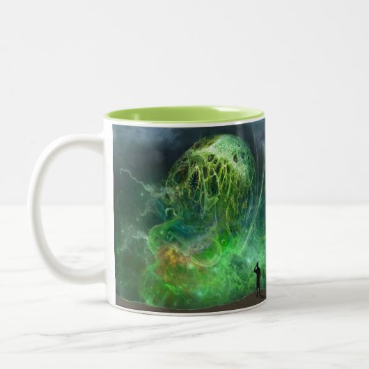 Der unbeschreibbare kosmische Lovecraftian Horror Zweifarbige Tasse (Links)