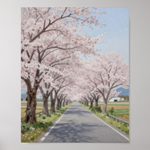 Der unendliche Pfad der Frühlingsblüten: Eine Reis Poster