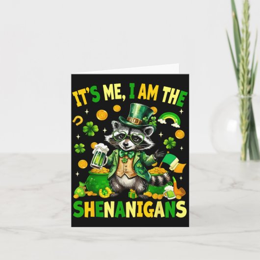 Der Unfug, lustiger Waschbär St. Patrick's Day Karte (Vorderseite)