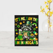 Der Unfug, lustiger Waschbär St. Patrick's Day Karte (Gelbe Blume)