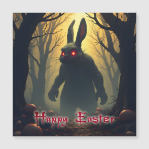 Der unheimliche Osterhase im schattigen Wald Magnetkarte