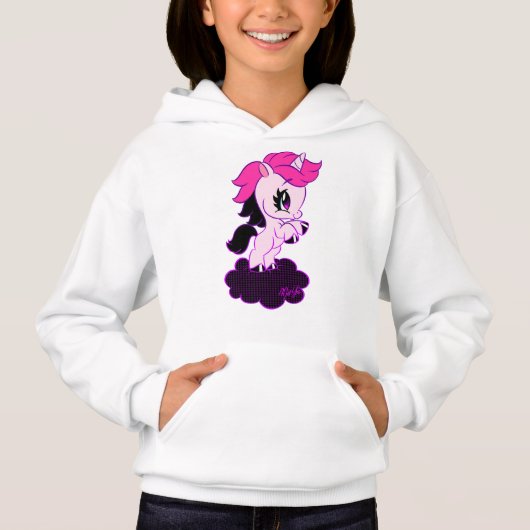 Der Unicorn-Kunst-Strickjacke des Mädchens Hoodie (Vorderseite)