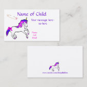 Der Unicorn-Visitenkarte der Kinder Visitenkarte (Vorne/Hinten)