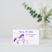 Der Unicorn-Visitenkarte der Kinder Visitenkarte (Stehend Vorderseite)
