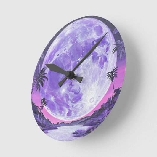 "Der unmögliche Mond"- Runde Wanduhr (Winkel)