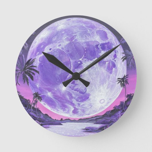 "Der unmögliche Mond"- Runde Wanduhr (Vorderseite)