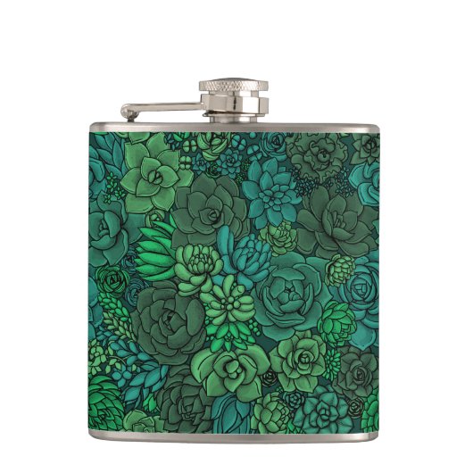 Der üppige Garten in Grün Flachmann (Vorderseite)