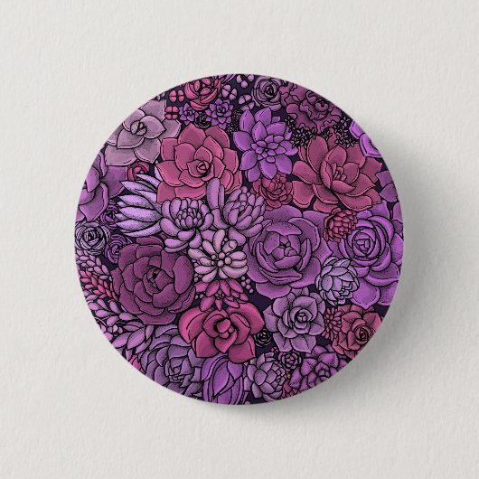 Der üppige Garten in Rosa und Violett Button (Vorderseite)
