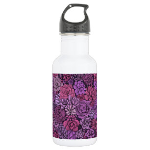 Der üppige Garten in Rosa und Violett Edelstahlflasche