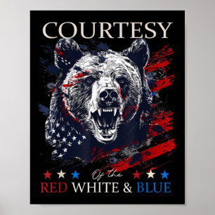 Der Usa Rot Weiß Und Blau 4. Juli-Bär Poster