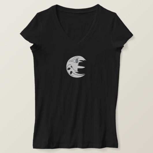 Der V-Neck-T - Shirt der Frau im Mond mit Text (Design vorne)