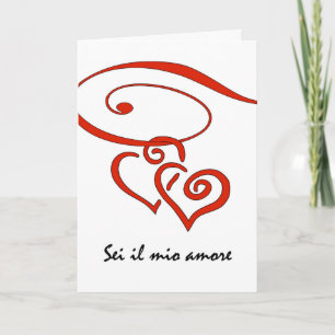Der Valentinstag auf Italienisch, die Herzen zwirb Feiertagskarte