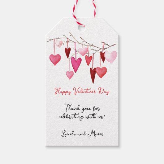 Der Valentinstag der Wasserfarbe Geschenkanhänger (Vorderseite)