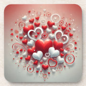 Der Valentinstag des spielerischen Roten und Weiße Getränkeuntersetzer (Vorderseite)