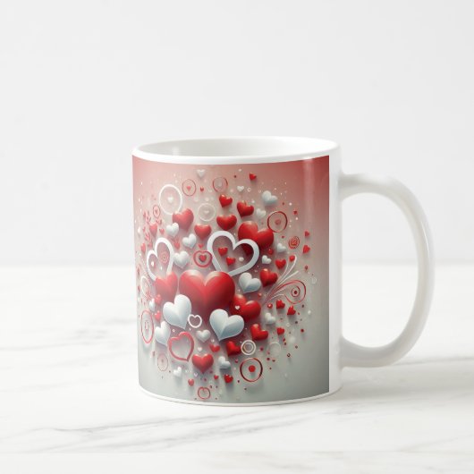 Der Valentinstag des spielerischen Roten und Weiße Kaffeetasse (Rechts)