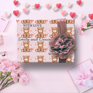 Der Valentinstag des Wasserfarbenbärens ist anpass Geschenkpapier