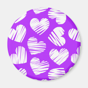Der Valentinstag eines modernen Lila Doodled Herze Magnet