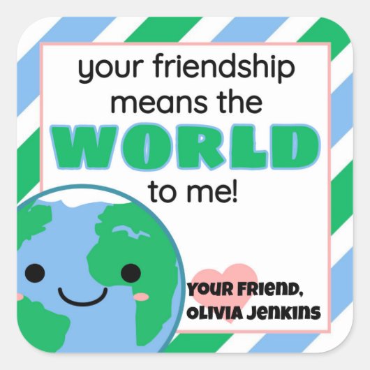 Der Valentinstag im Klassenzimmer Erde Quadratischer Aufkleber (Vorderseite)