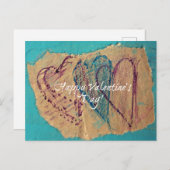 Der Valentinstag mit drei Herzen Postkarte (Vorne/Hinten)