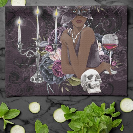 Der Vampir | Moody Gothic Vampy Glam Dark Skin Geschirrtuch