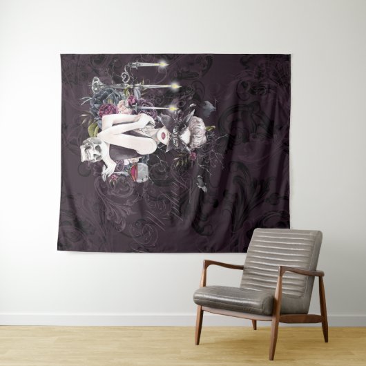 Der Vampir | Moody Gothic Vampy Glam Pale Skin Wandteppich (Beispiel (Horizontal))